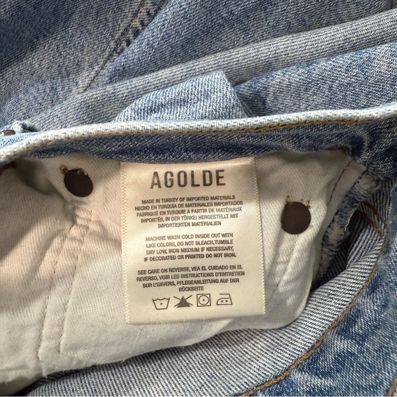 Agolde Riley High Rise Straight Crop Distressed Jeans - Picture 5 of 13